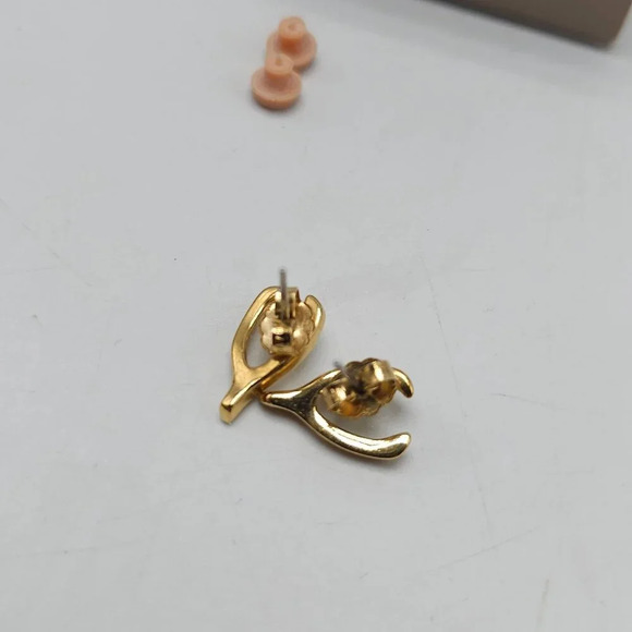 Avon 1984 Wishbone Convertible Earrings Faux Pearl Surgical Steel Posts - Picture 4 of 5